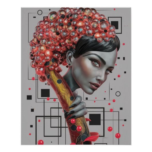 ラインのエレガンス：女性の側面の3D深さ教授 ポスター (正面)