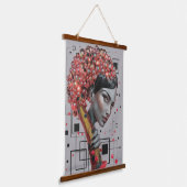 ラインのエレガンス：女性の側面の3D深さ教授 吊り下げ型タペストリー (傾斜あり)