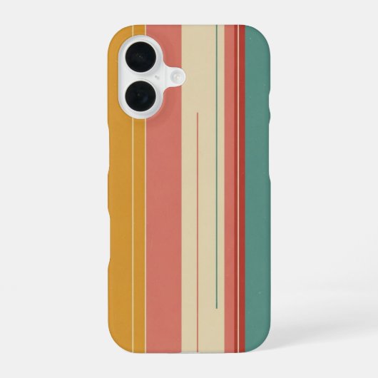 ラインの入った縦型ブロック iPhone 16ケース (裏面)