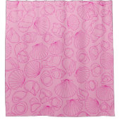 ラインの海の貝殻のスケッチ明るいピンク、淡いピンク シャワーカーテン (正面)