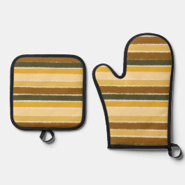 ラインの間でオーブンミットとポットホルダー 鍋つかみ&鍋敷きセット