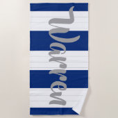 ラインはあなた自身の一流のビーチタオルを縞で飾ります ビーチタオル (正面)