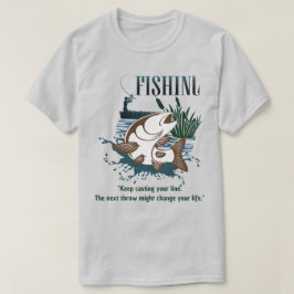 "ラインを投げ続けよう" ヴィンテージ フィッシング アート Tシャツ