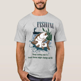 "ラインを投げ続けよう" ヴィンテージ フィッシング アート Tシャツ
