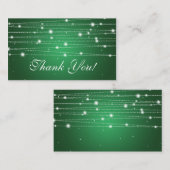 ラインを挿入きらめくありがとうエメラルドグリーン エンクロージャーカード (正面/裏面)