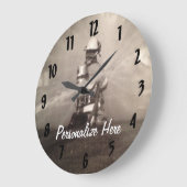 ラインを操作する消防士 ラージ壁時計 (傾斜)