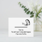 ラインを越えるポストカード(レトロな女性) ポストカード (スタンド正面)