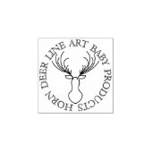 ラインアニマルサークルフレームかわいいホーンディアー ラバースタンプ (インプリント)