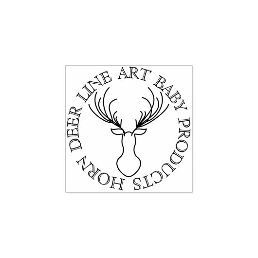 ラインアニマルサークルフレームかわいいホーンディアー ラバースタンプ (インプリント)