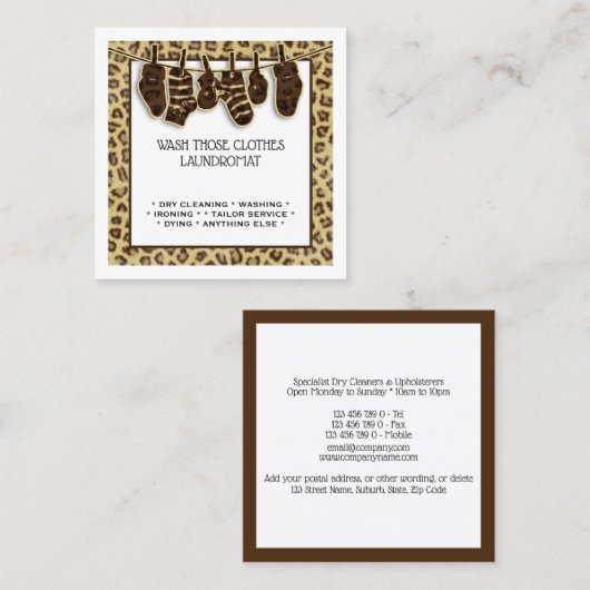 ラインアニマルプリントの洗濯のシックなソックス スクエア名刺 (正面/裏面)