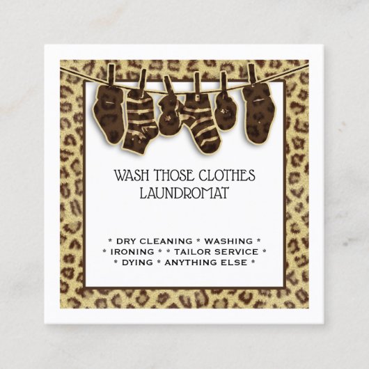 ラインアニマルプリントの洗濯のシックなソックス スクエア名刺 (正面)