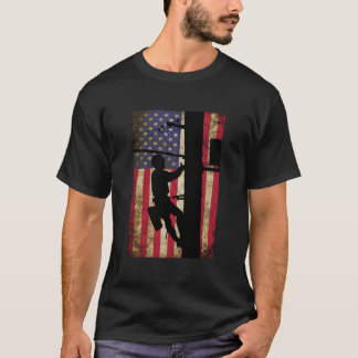 ラインアメリカ国旗 電気ケーブル Tシャツ