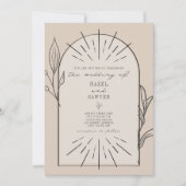 ラインアートのアーチスクリプトデザートタンウェディング招待状 招待状 (正面)