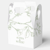 ラインアートのセージ緑の花結婚の枝 フェイバーボックス (オープン)