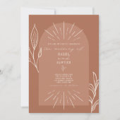 ラインアートのテラコッタアーチスクリプト植物画 招待状 (正面)