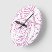 ラインアートのピンクのバラ ラウンド壁時計 (傾斜)