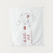 ラインアートのファッション メイクアップ、メイクアップアーティストのブランディング タペストリー (正面)