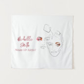 ラインアートのファッション メイクアップ、メイクアップアーティストのブランディング タペストリー (正面(横))