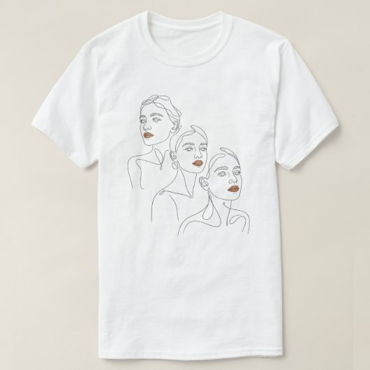 ラインアートの女性トリオ Tシャツ (デザイン正面)