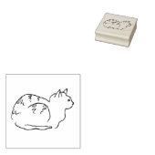 ラインアートの縞猫ウッドアートスタンプ ラバースタンプ (押印)