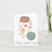 ラインアートの美しい顔折り紙のグリーティングカード カード (正面)