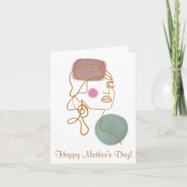 ラインアートの美しい顔折り紙のグリーティングカード カード