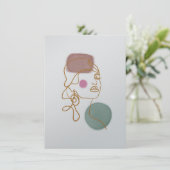 ラインアートの美しい顔 - フラットグリーティングカード カード (スタンド正面)