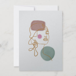 ラインアートの美しい顔 - フラットグリーティングカード カード