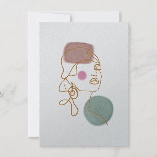 ラインアートの美しい顔 - フラットグリーティングカード カード (正面)