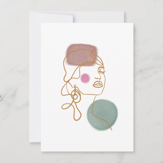 ラインアートの美しい顔 - フラットグリーティングカード カード (正面)