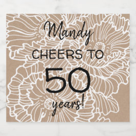 ラインアートの花のポピー誕生日 ビールラベル