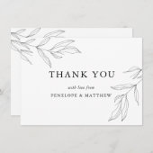 ラインアートの葉の感謝カード サンキューカード (正面/裏面)