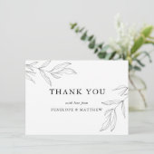 ラインアートの葉の感謝カード サンキューカード (スタンド正面)