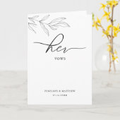 ラインアートの葉の葉の彼女の誓いのカード カード (黄色い花)