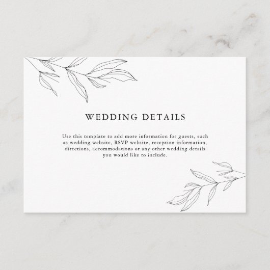 ラインアートの葉の詳細な封入カード エンクロージャーカード (正面)