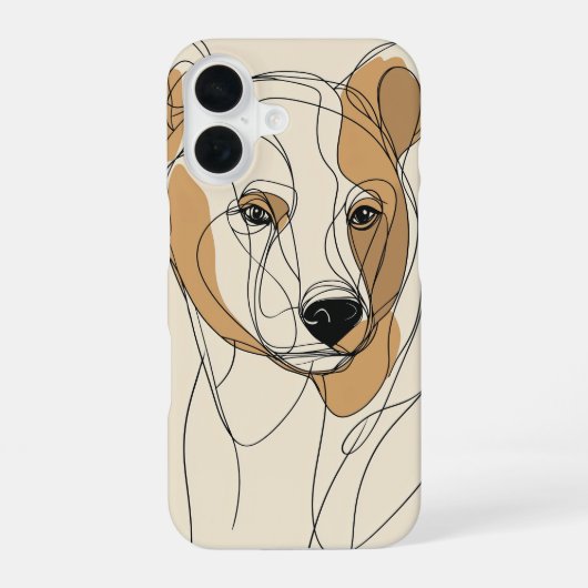 ラインアートの雌ライオン iPhone 16ケース (裏面)