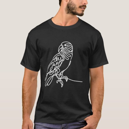 ラインアートの鳥と鳥類学者 ケア Tシャツ (正面)