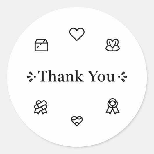 ラインアートのThank You ラウンドシール (正面)