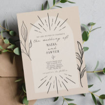 ラインアートアーチスクリプトタンデザートボタニカル結婚ズ