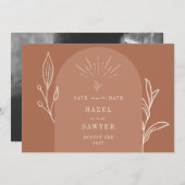 ラインアートアーチスクリプトデザートテラコッタ写真 セーブザデート (正面/裏面)