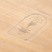 ラインアートアーチフローラ結婚ブーケ アクリル招待状 (レイダウン)