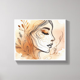 ラインアートイラストレーション・オブ・ウーマン顔 キャンバスプリント