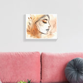 ラインアートイラストレーション・オブ・ウーマン顔 キャンバスプリント (インサイチュ (リビング))