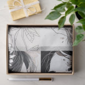 ラインアートウーマンコラージュ1デコページ紙 薄葉紙 (ギフト)