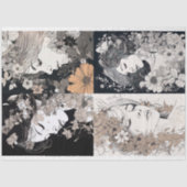 ラインアートウーマンコラージュ2デコページ紙 薄葉紙 (正面)