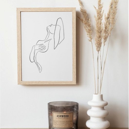 ラインアートウーマン体モダンイラストレーションポスター ポスター