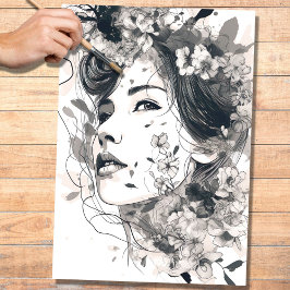 ラインアートウーマン2デコページ紙 薄葉紙