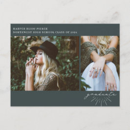 ラインアートエメラルド卒業パーティー写真 ポストカード