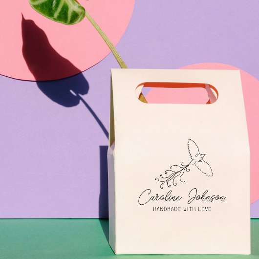 ラインアートカスタムバードの愛で手作りラージ ラバースタンプ