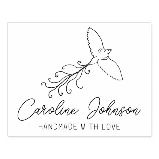 ラインアートカスタムバードの愛で手作りラージ ラバースタンプ (インプリント)